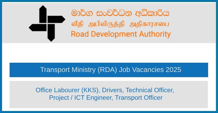 Transport Ministry (RDA) Job Vacancies 2025 – Office Labourer, Drivers, Engineers and More