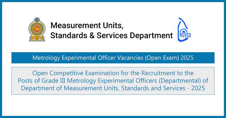 Metrology Experimental Officer Vacancies (Open Exam) 2025