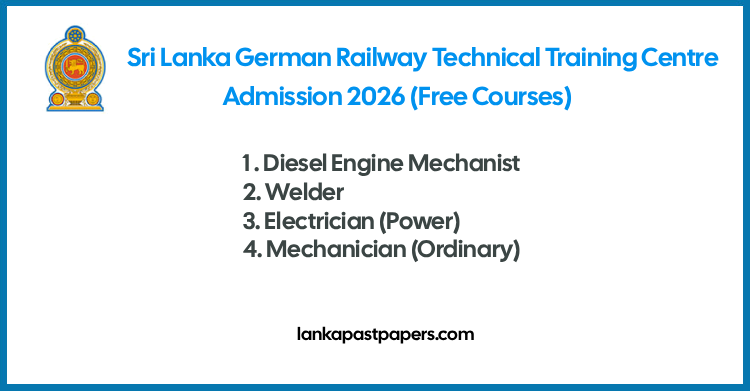 Sri Lanka German Railway Technical Training Centre Admission 2026 (Free Courses)