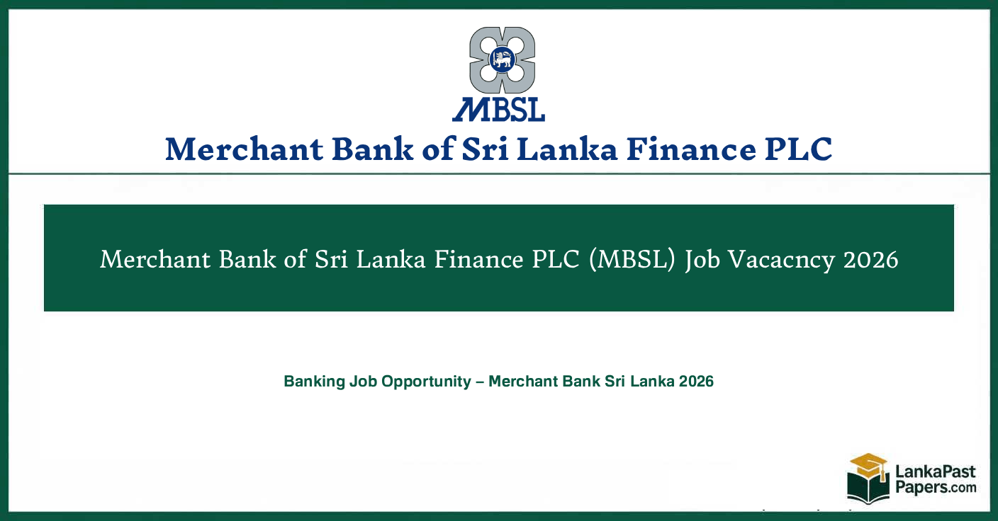 Merchant Bank Sri Lanka Executive Job Vacancy 2026