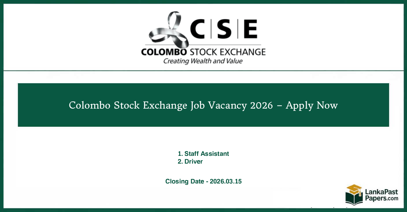 Colombo Stock Exchange Job Vacancy 2026 – Apply Now