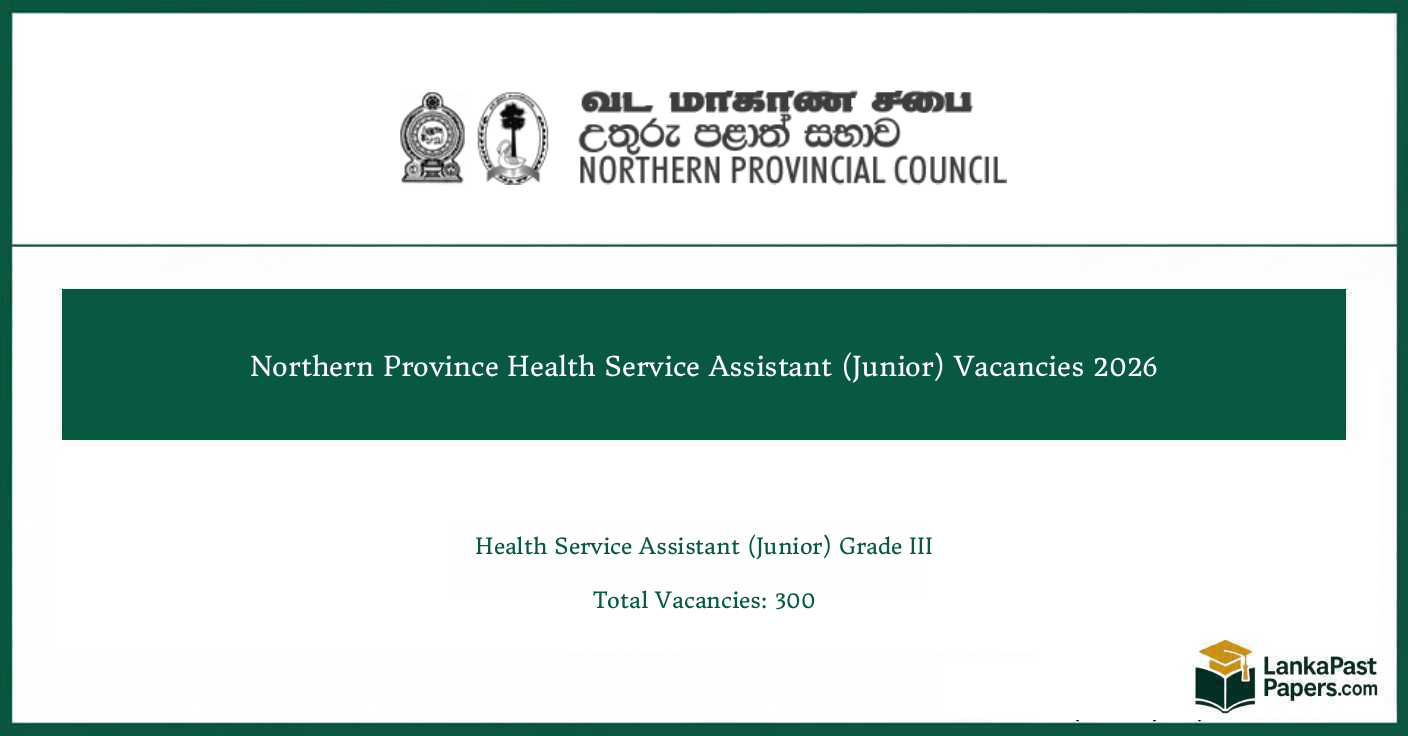 Northern Province Health Service Assistant (Junior) Vacancies 2026