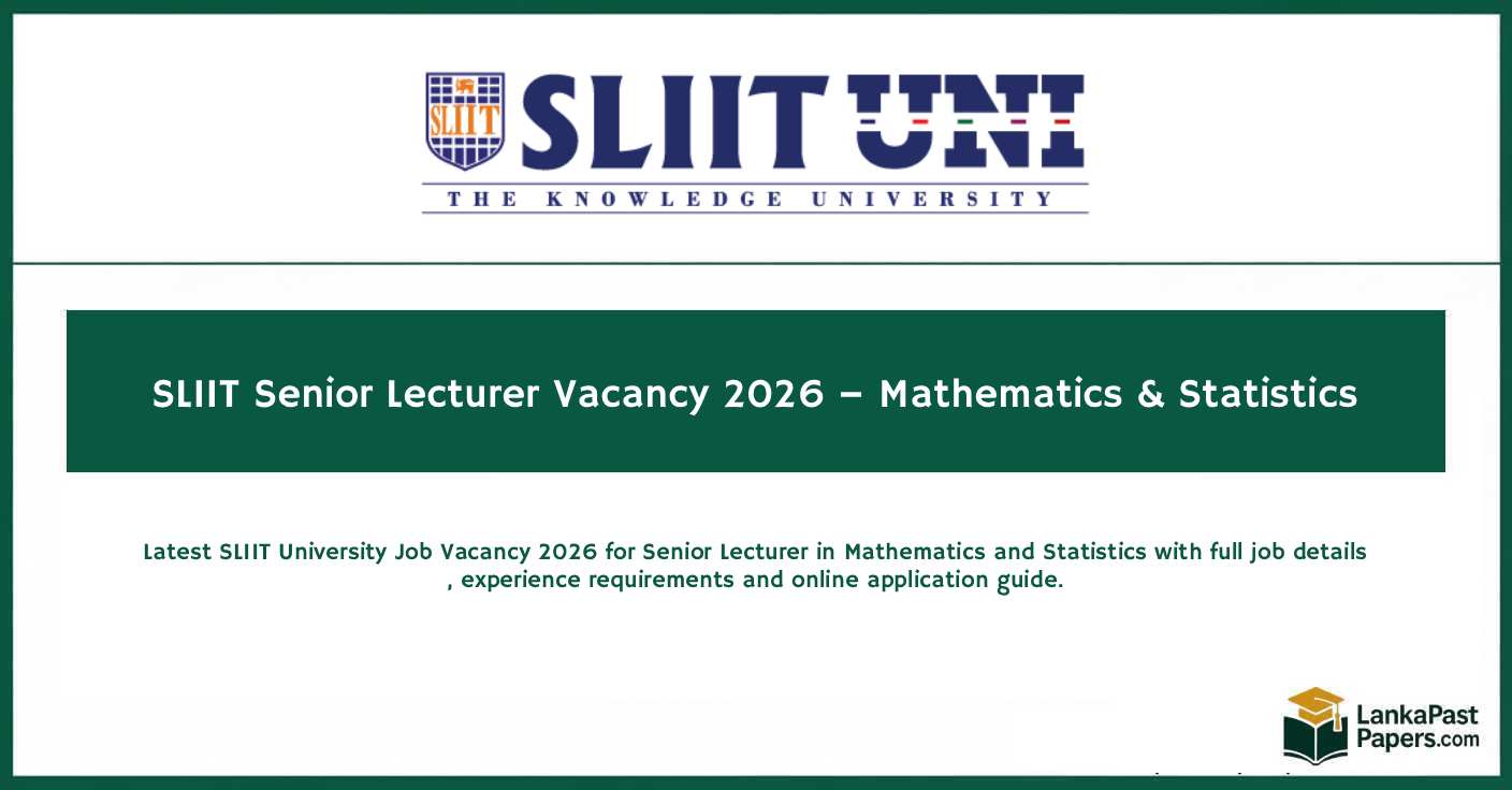 SLIIT Senior Lecturer Vacancy 2026 | Apply Online