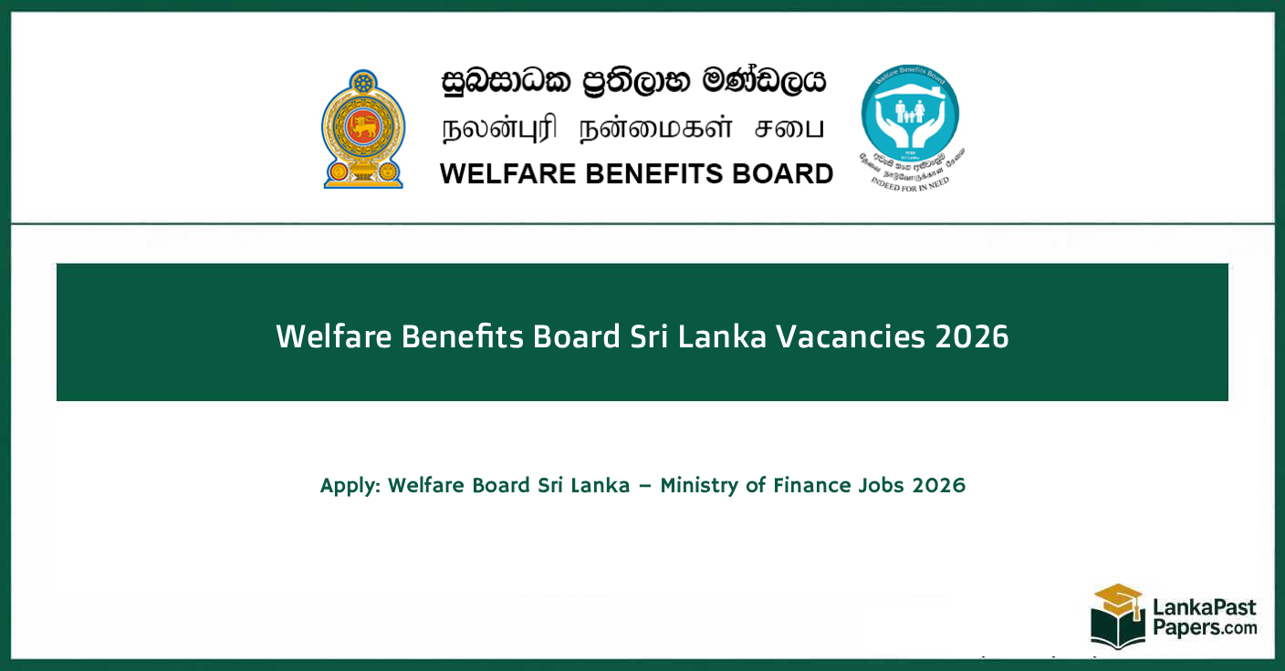 Welfare Board Sri Lanka – Ministry of Finance Jobs 2026