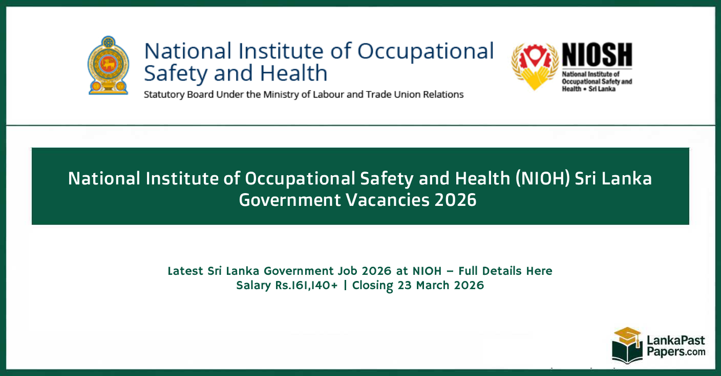 NIOH Vacancies 2026 Sri Lanka Government Jobs