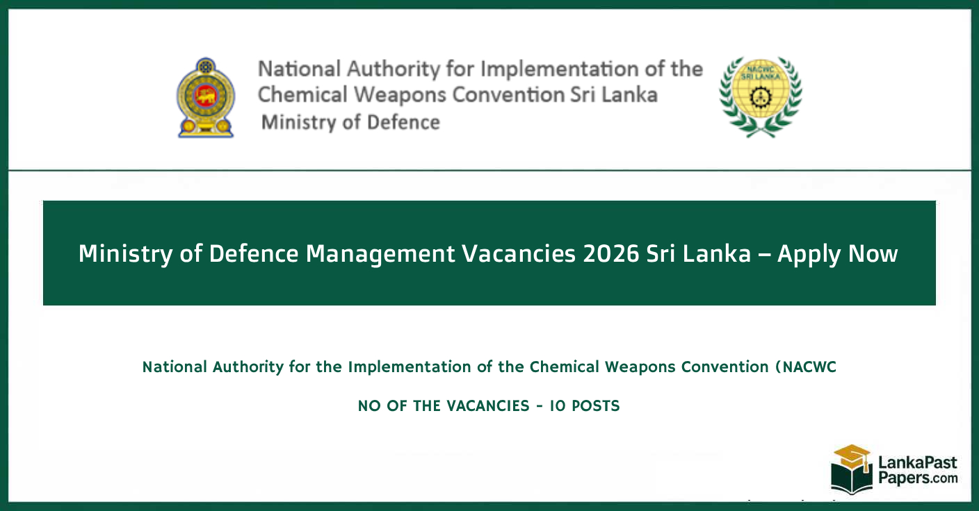 Ministry of Defence Management Vacancies 2026 Sri Lanka – Apply Now