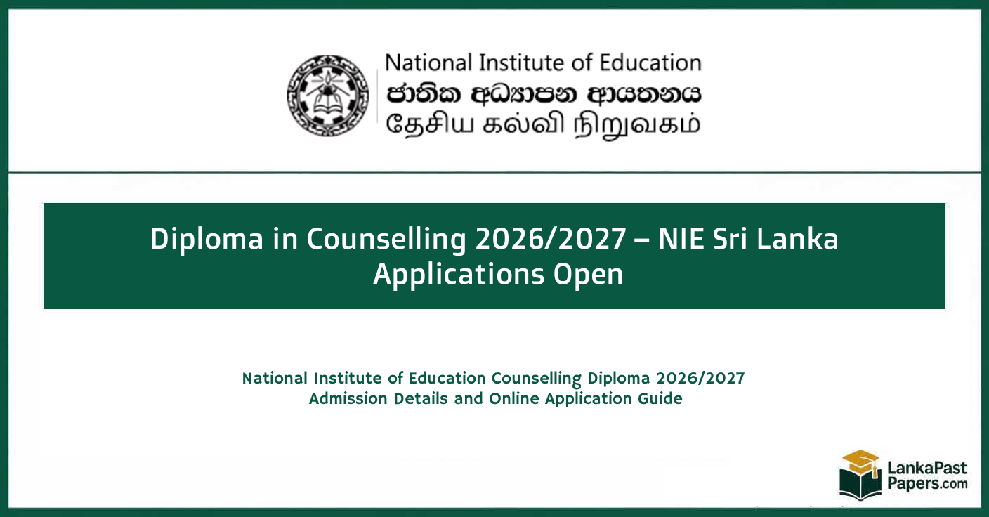 NIE Diploma in Counselling 2026 Sri Lanka Admission Open
