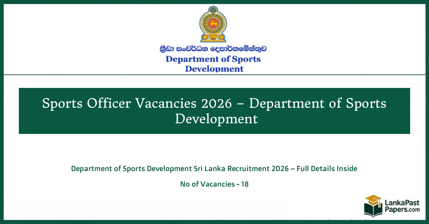 Sports Officer Vacancies 2026 – Sri Lanka Government Recruitment – Apply Now