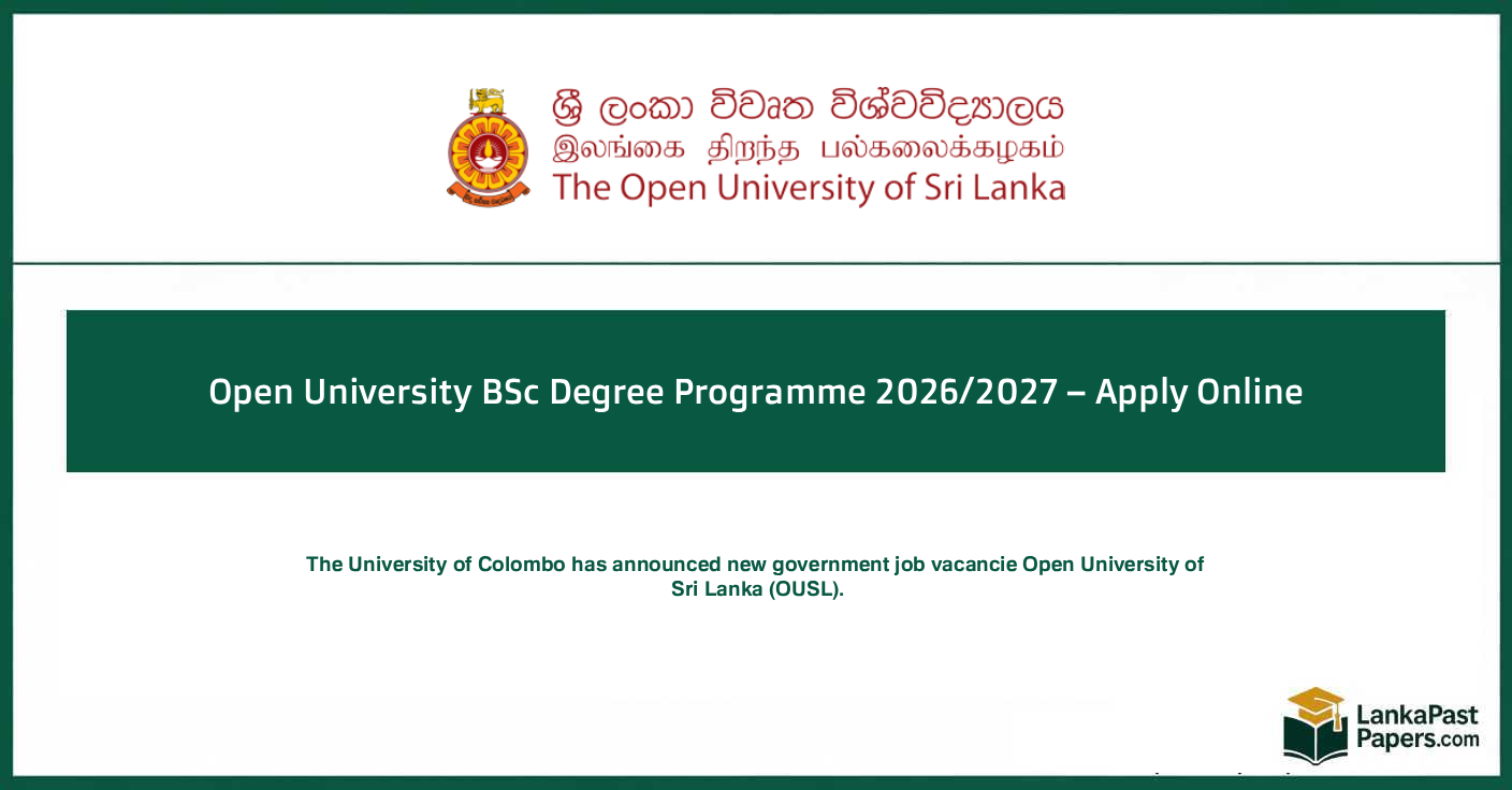 OUSL BSc Admission Open 2026/2027  – Apply Online