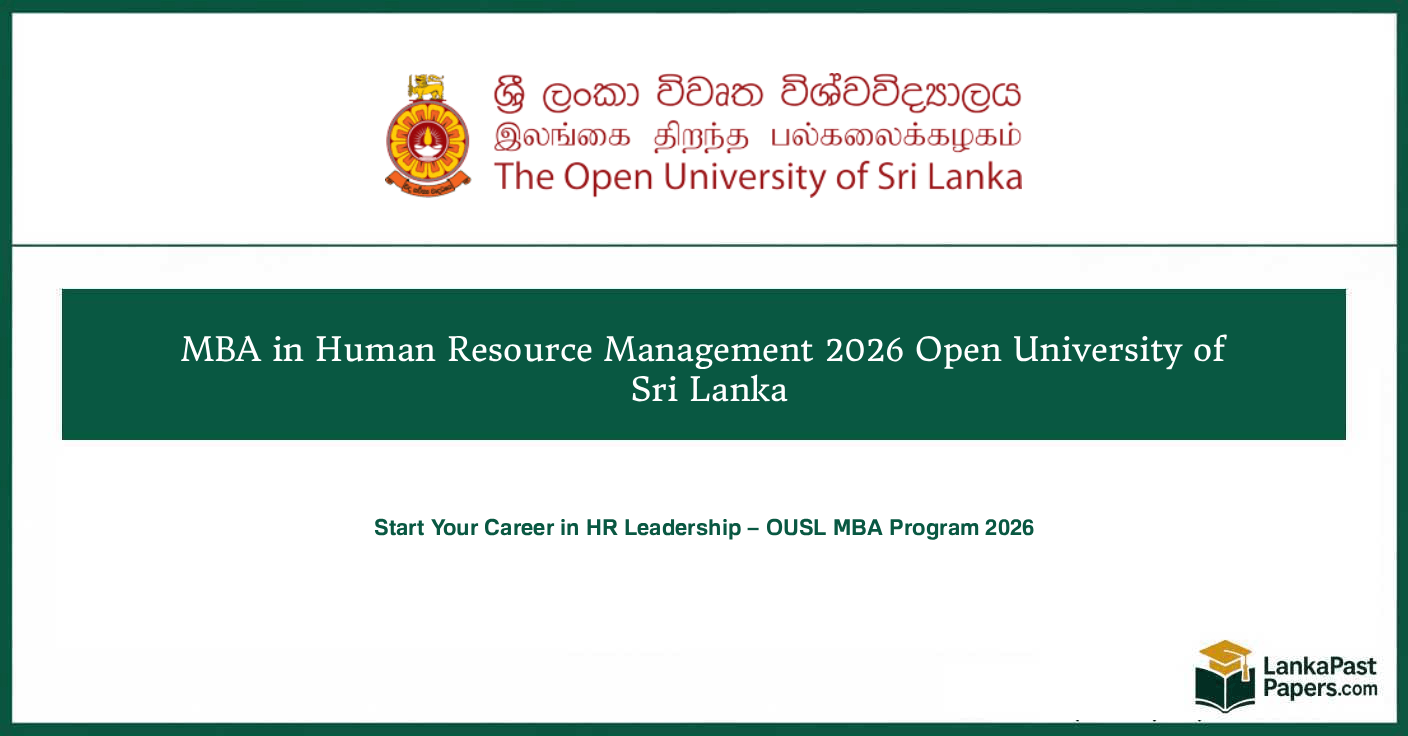 MBA in Human Resource Management 2026 – Apply Online OUSL