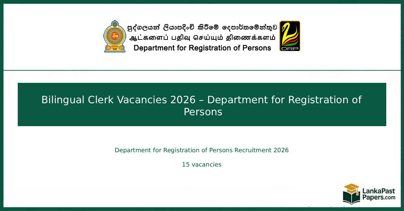 Bilingual Clerk Vacancies 2026 Sri Lanka – Gazette And Apply