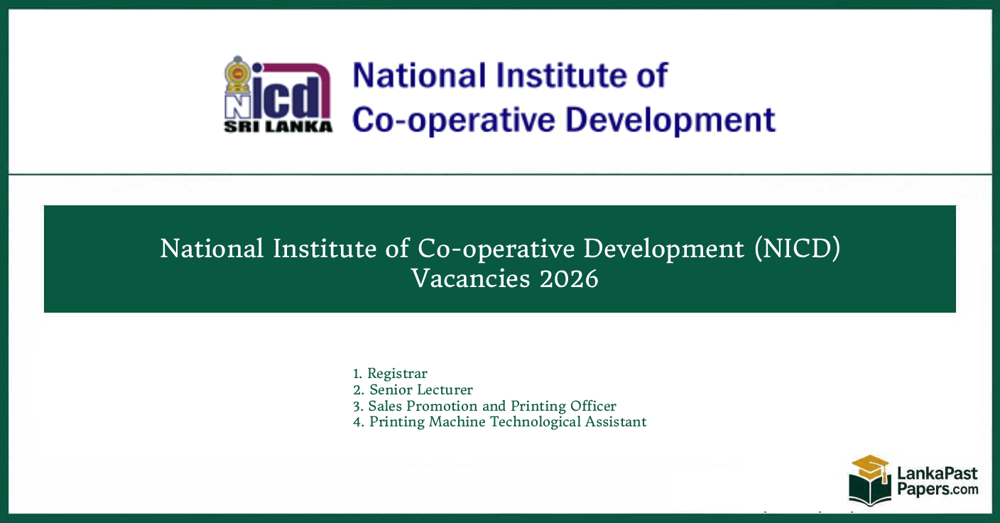 NICD Vacancies 2026 Sri Lanka – Registrar, Lecturer Posts