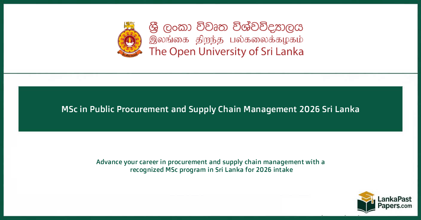 MSc in Public Procurement and Supply Chain Management 2026 Sri Lanka