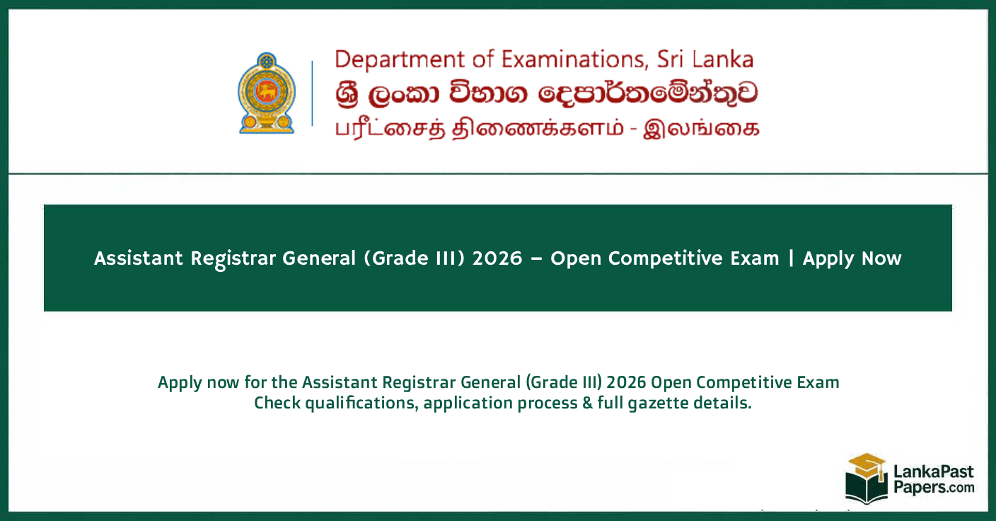 Assistant Registrar General (Grade III) 2026 – Open Competitive Exam | Apply Now