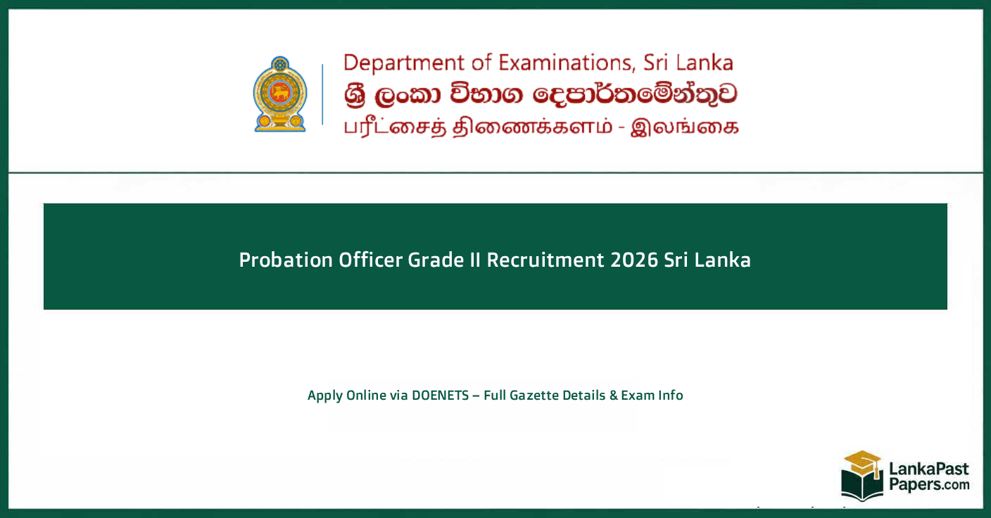 Probation Officer Grade II Exam 2026 Sri Lanka Apply