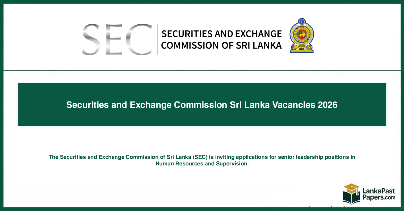 Securities and Exchange Commission Sri Lanka Vacancies 2026 – Director HR And Supervision Jobs