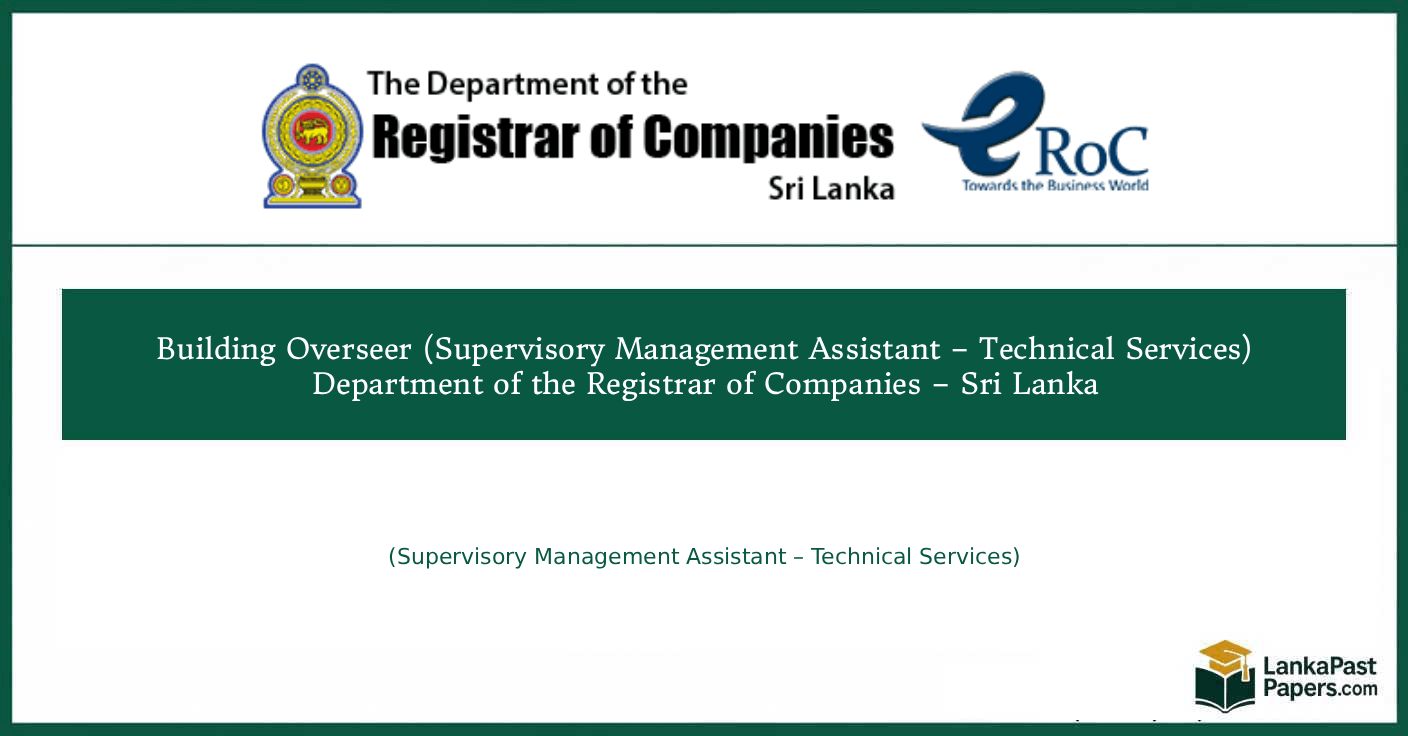 Registrar of Companies Job Vacancy 2026 – Building Overseer Exam Apply Online