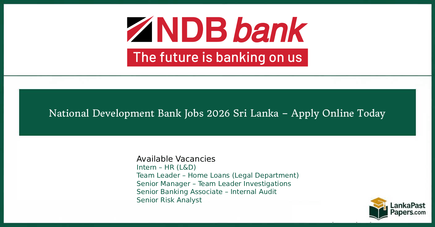 National Development Bank Jobs 2026 Sri Lanka – Apply Online