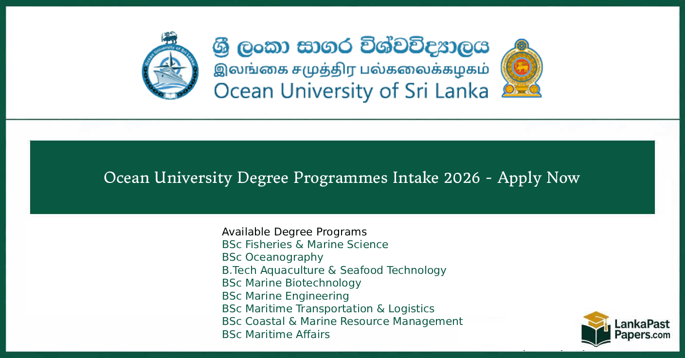 Ocean University Degree Programmes Intake 2026 - Apply Now