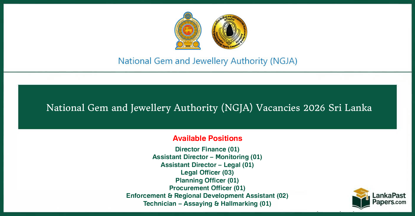 National Gem and Jewellery Authority (NGJA) Job Vacancies 2026 Sri Lanka Apply Now