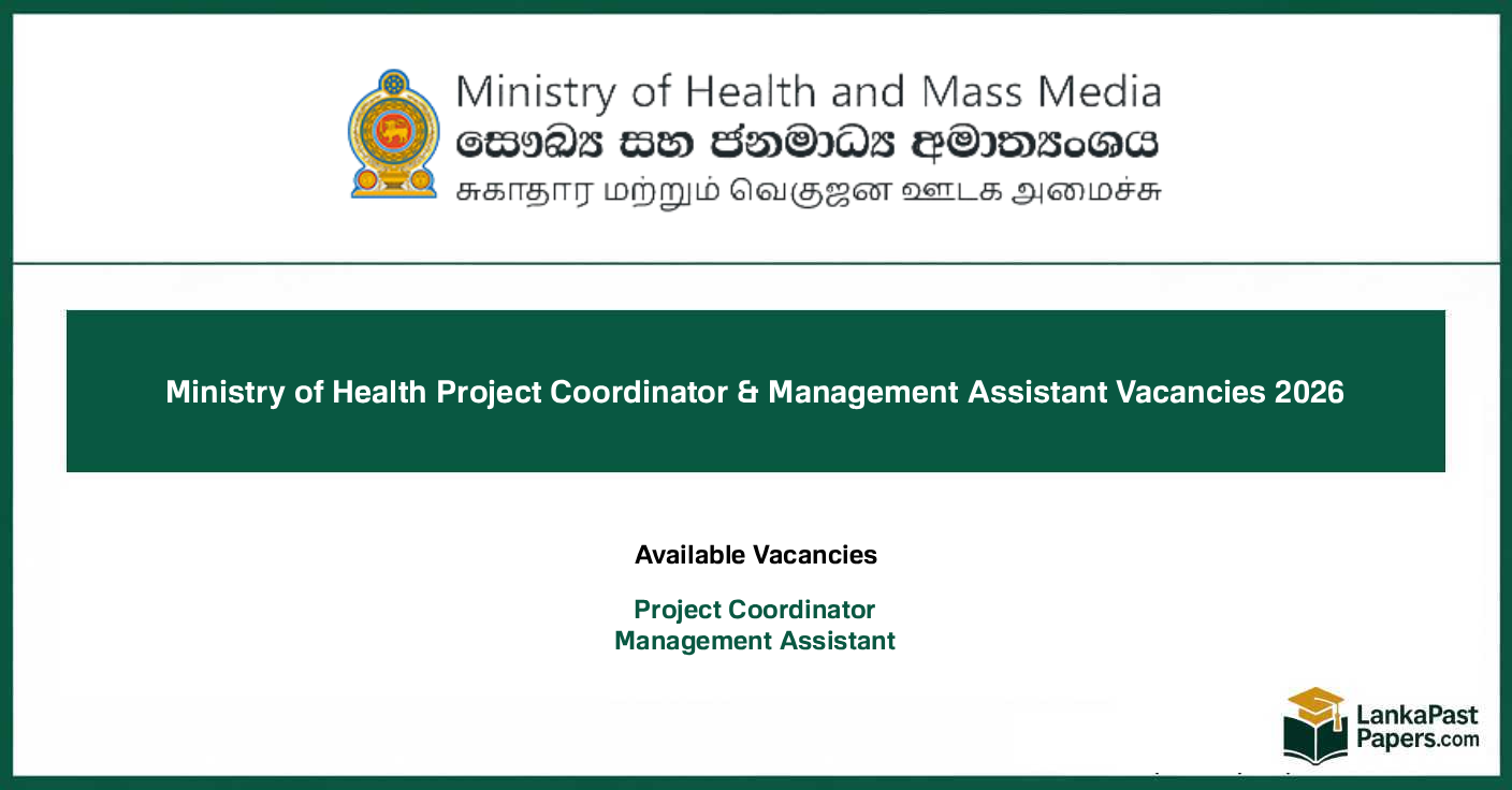 Ministry of Health Project Coordinator and Management Assistant Vacancies 2026