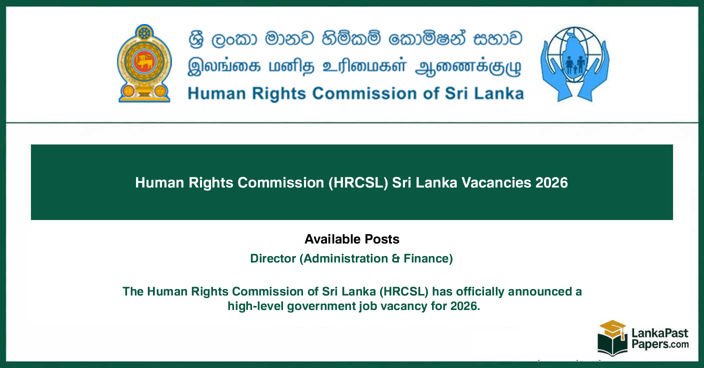 Human Rights Commission (HRCSL) Sri Lanka Vacancies 2026