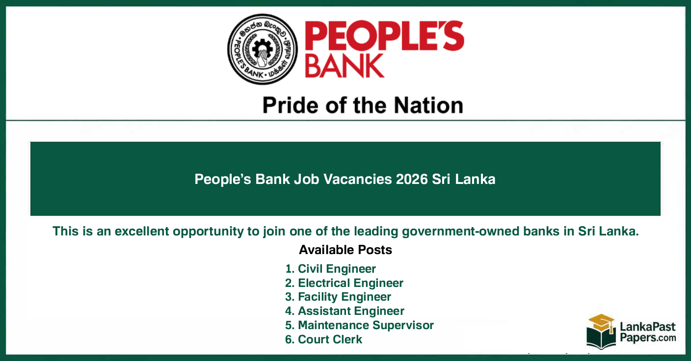 Peoples Bank Job Vacancies 2026 Sri Lanka