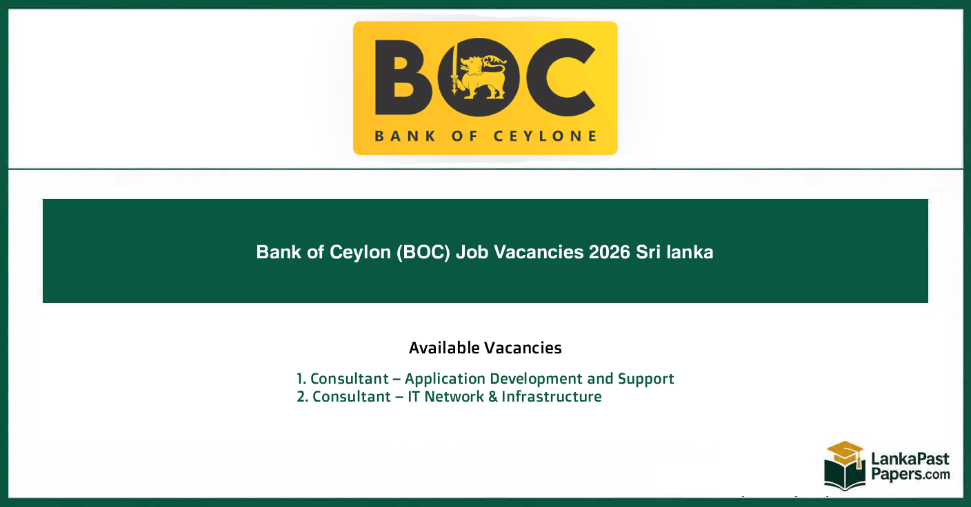 Bank of Ceylon (BOC) Job Vacancies 2026 Sri lanka