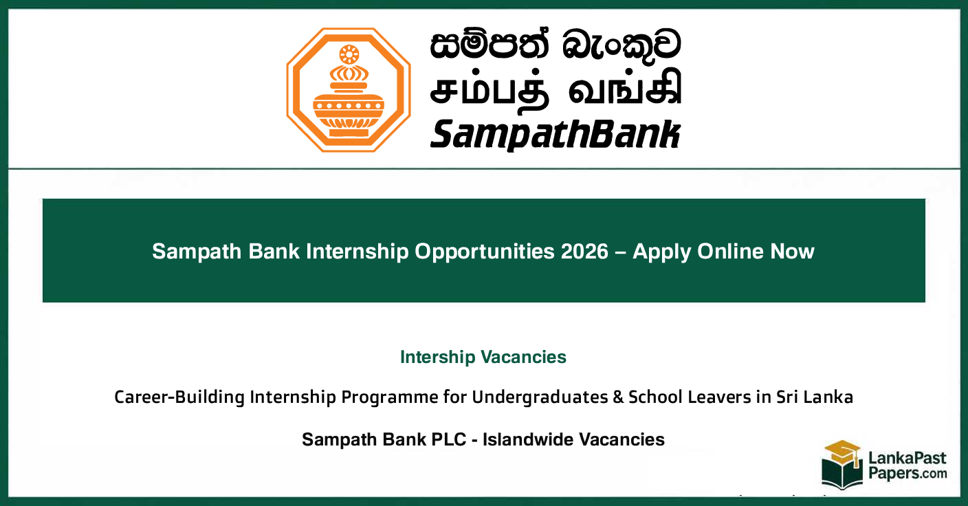 Sampath Bank PLC Internship Opportunities 2026 – Apply Online Now