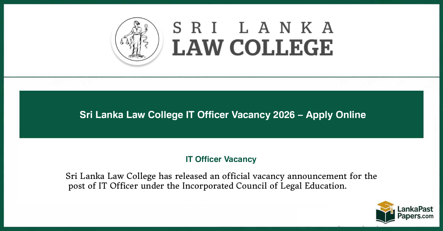 Sri Lanka Law College IT Officer Vacancy 2026 – Apply Online