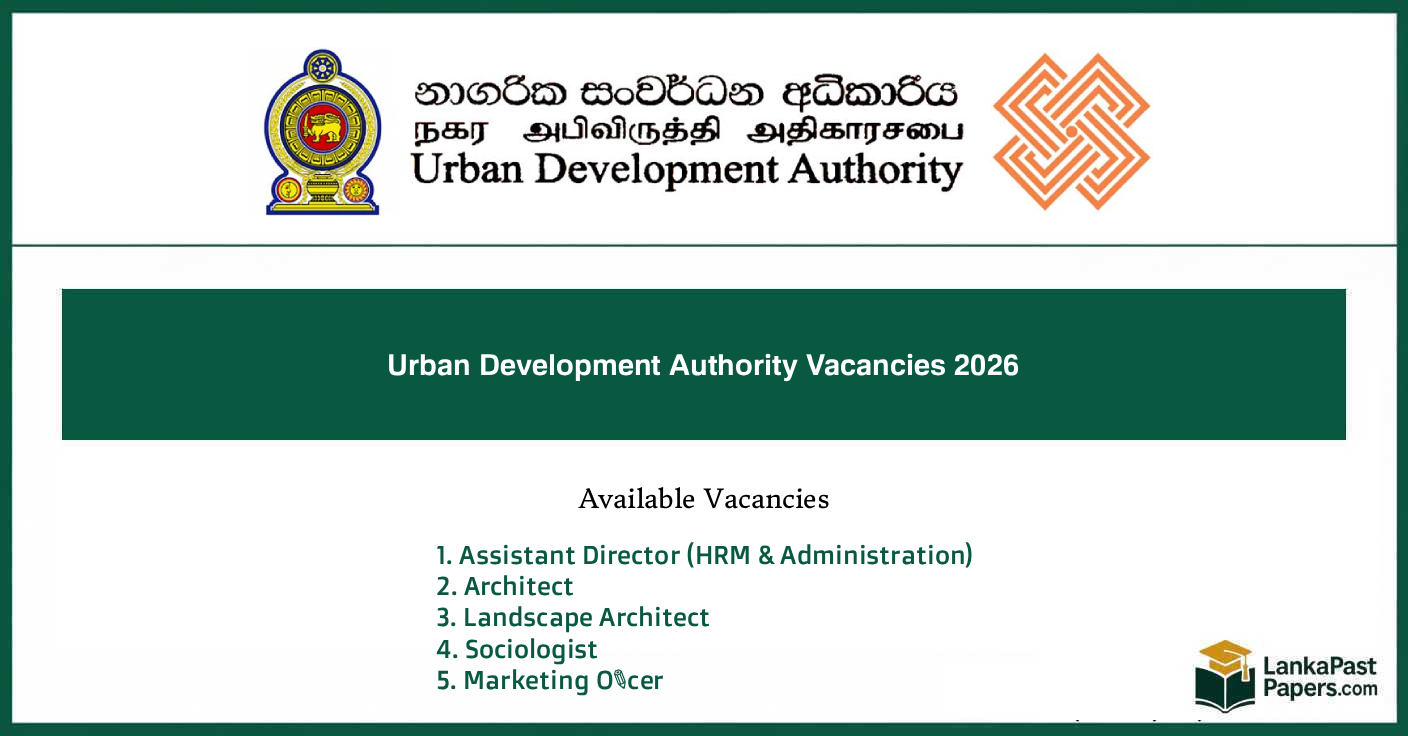 Urban Development Authority Vacancies 2026 – Marketing Officer, Architect and Assistant Director Posts