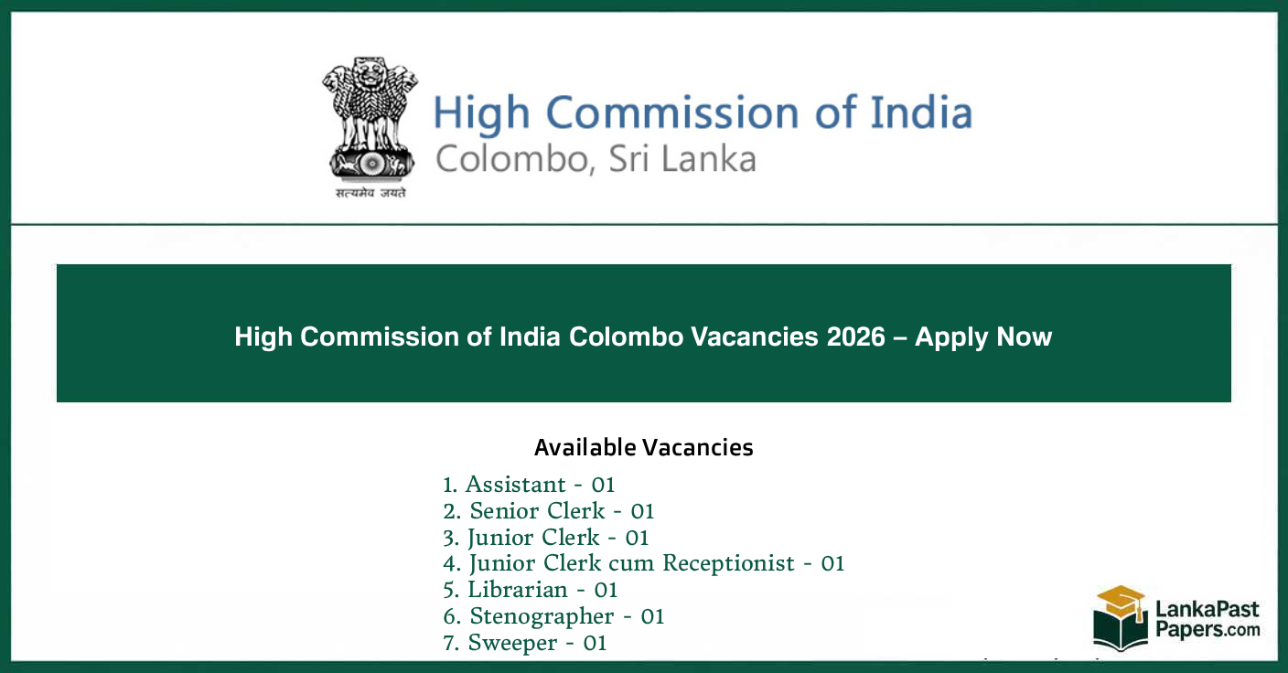 High Commission of India Colombo Vacancies 2026 – Apply Now