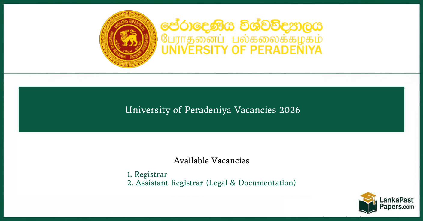 University of Peradeniya Vacancies 2026 – Registrar (Legal and Documentation) Apply Online