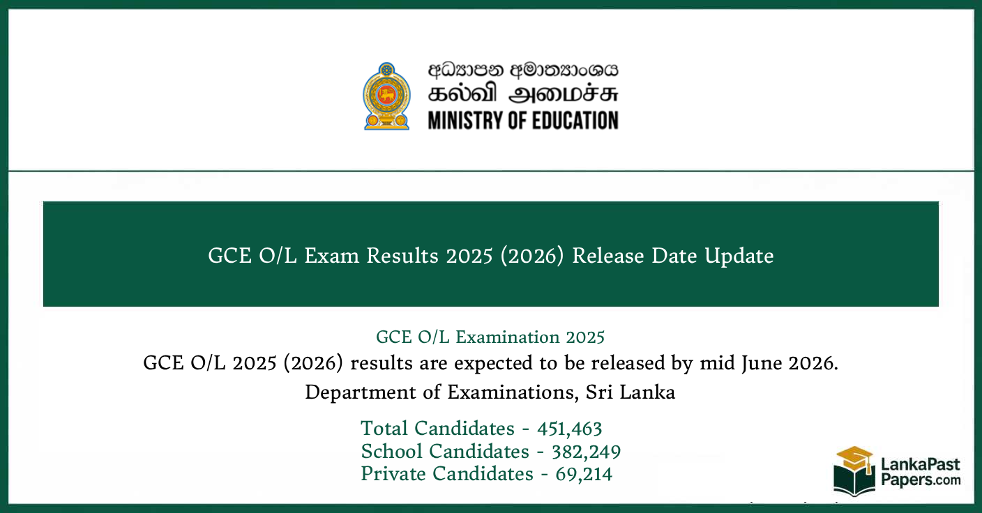 GCE O/L Exam Results 2025 (2026) Release Date Update
