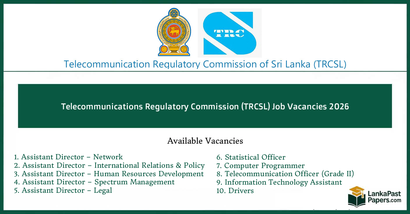 Telecommunications Regulatory Commission (TRCSL) Job Vacancies 2026