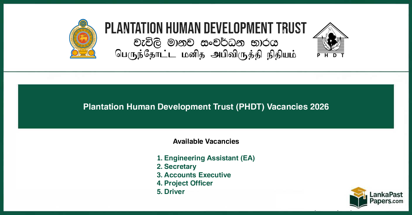 Plantation Human Development Trust (PHDT) Vacancies 2026