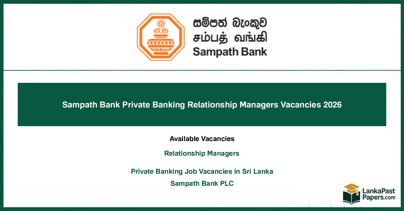 Sampath Bank PLC Banking Relationship Managers Vacancies 2026