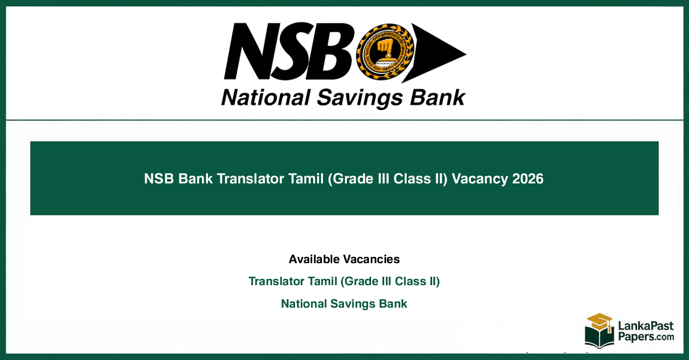 NSB Bank Translator Tamil (Grade III Class II) Vacancy 2026