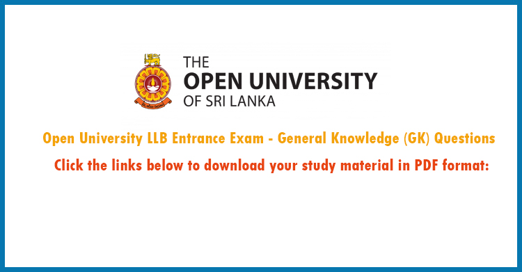 Open University LLB Entrance Exam - General Knowledge (GK) Questions