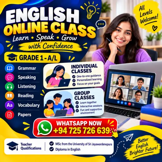 📚 ENGLISH ONLINE CLASSES – GRADE 1 TO A/L 🎓