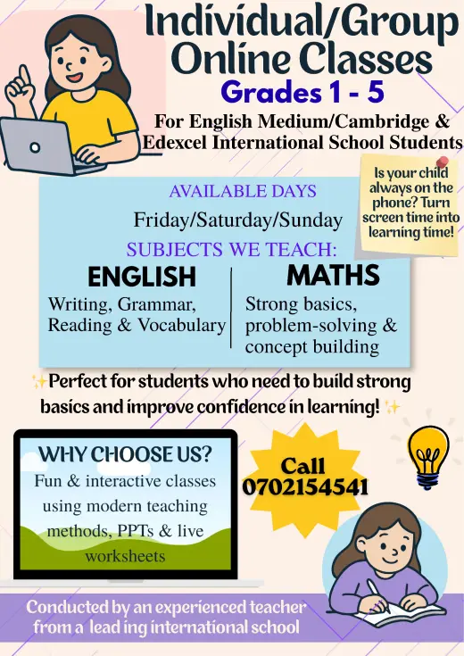 Primary Maths & English Online class 
