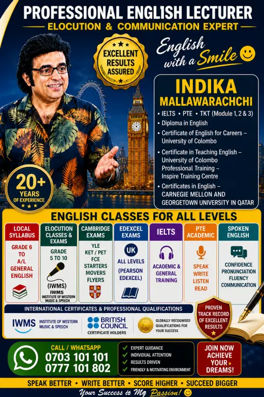 English grade 6 to A/L (Local / Cambridge/ Edexcel)