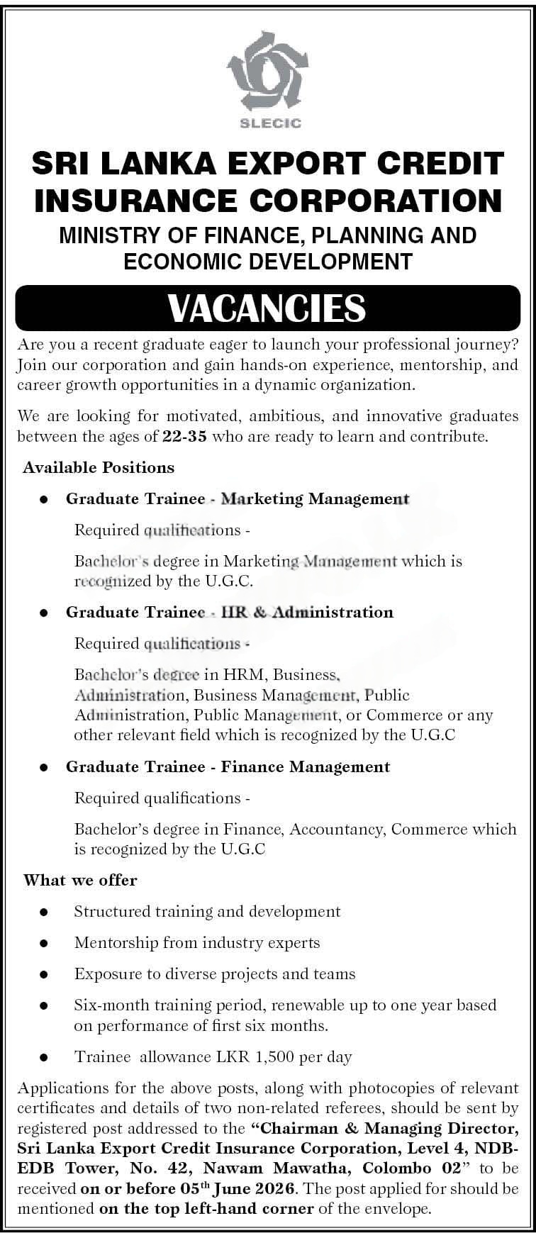 SLECIC Graduate Trainee Vacancies 2026