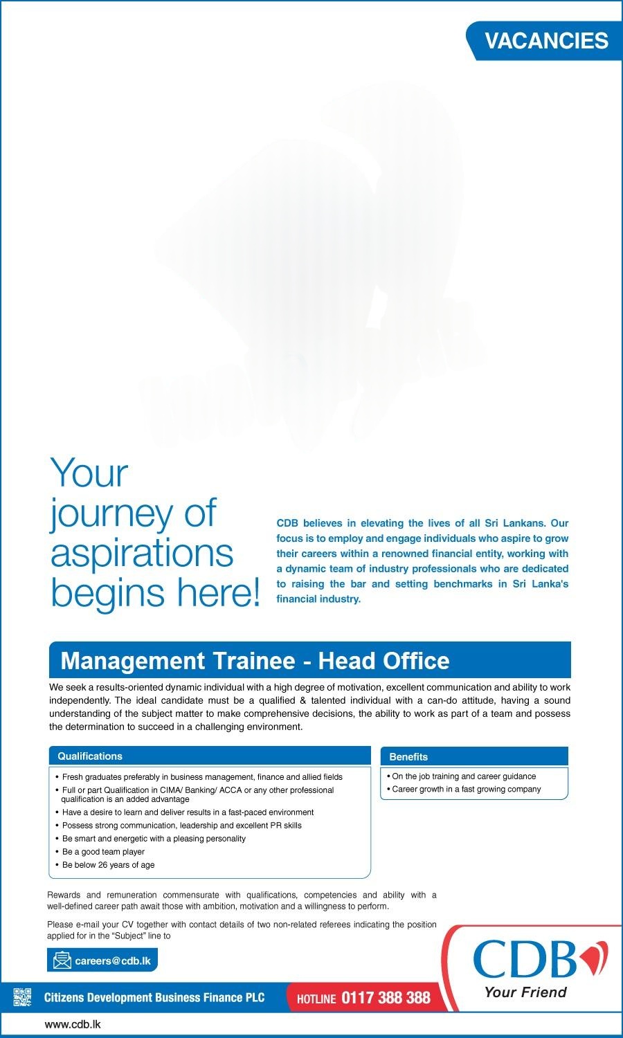 CDB Management Trainee Job Vacancies 2026 Advertisement