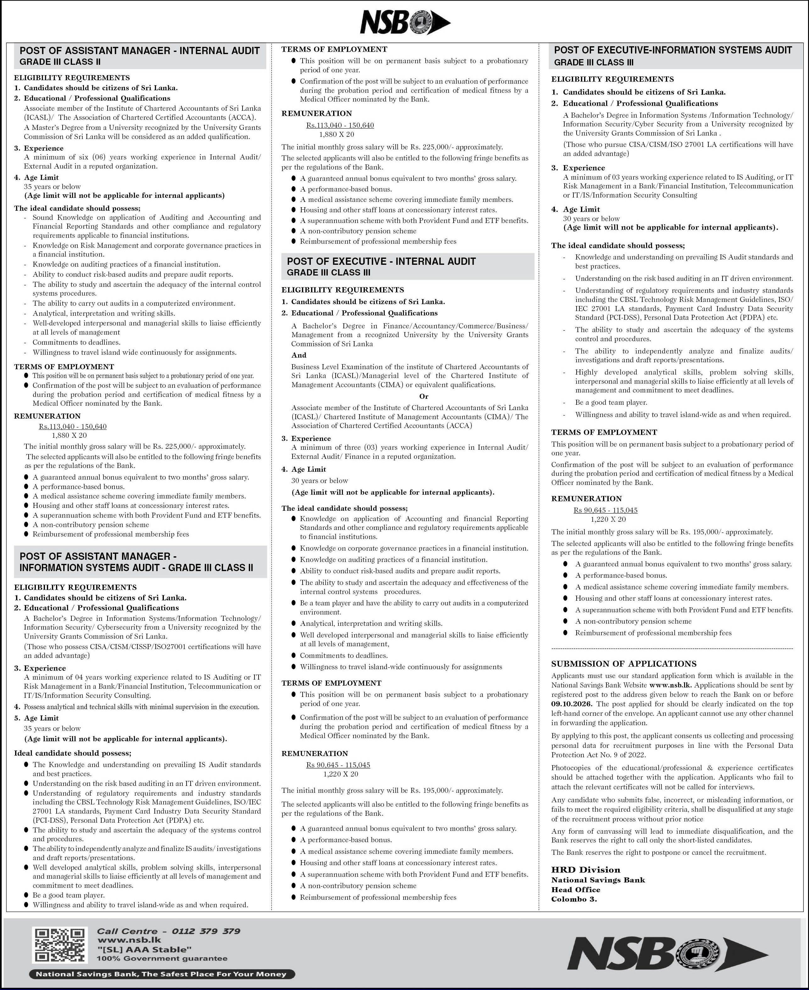 National Savings Bank NSB Job Vacancies 2026 Advertisement Page 2