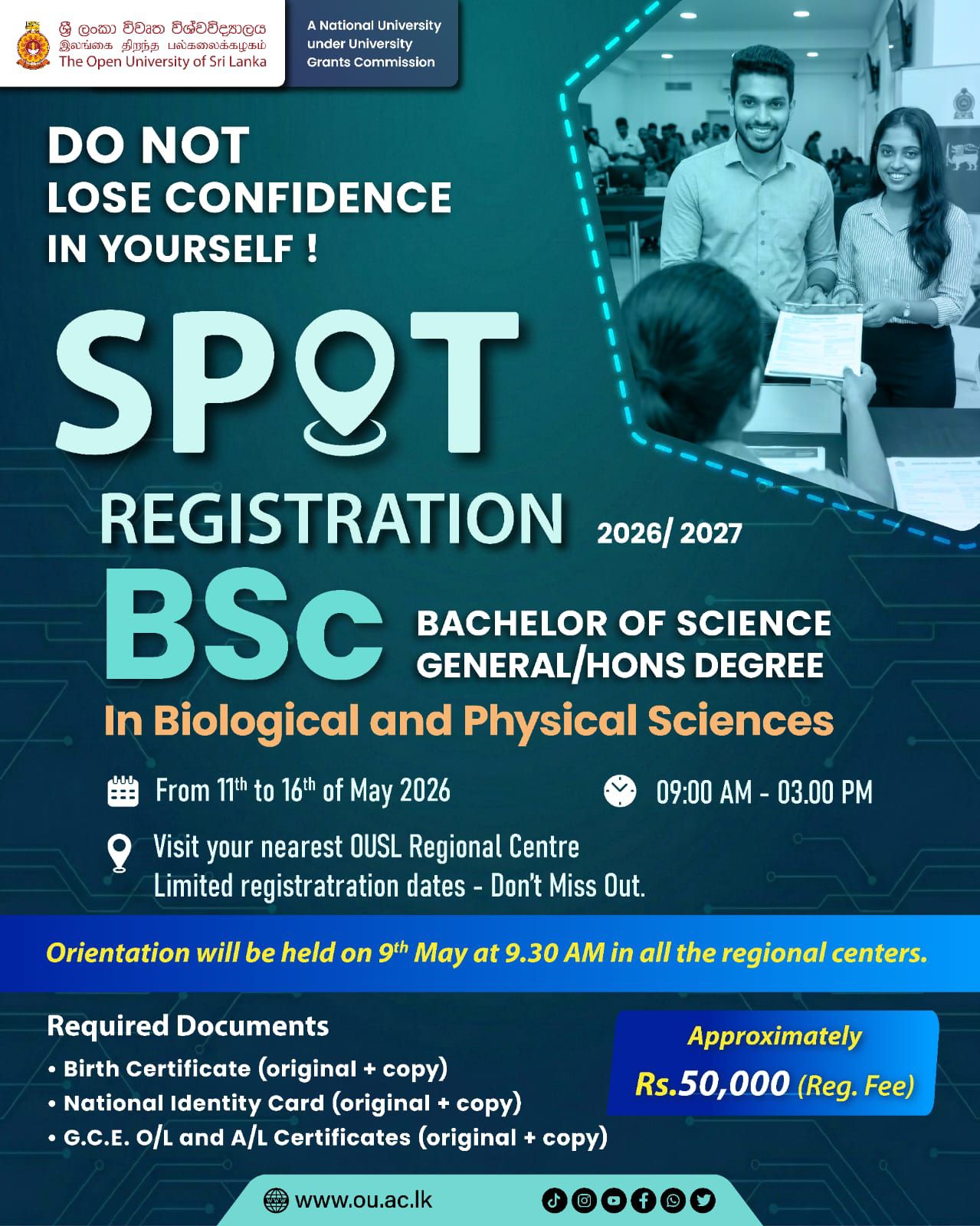 OUSL BSc Registration 2026 2027
