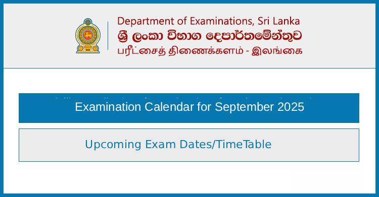 Examination Calendar for September 2025