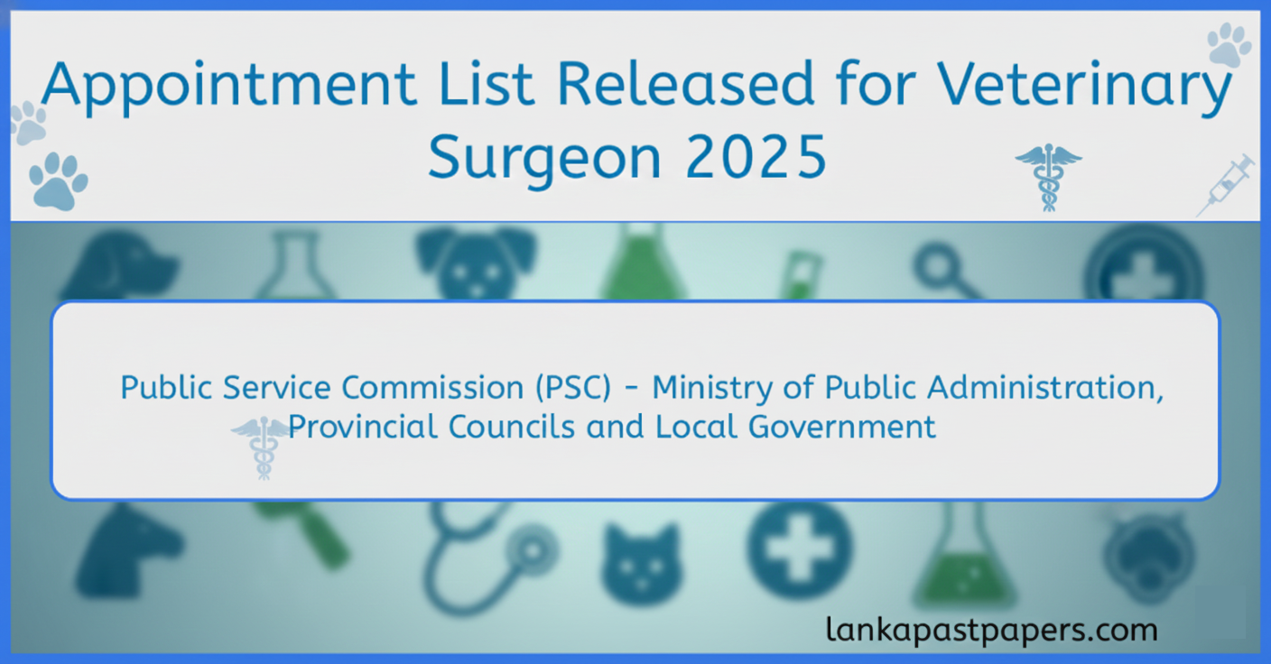 Appointment List Released for Veterinary Surgeon 2025