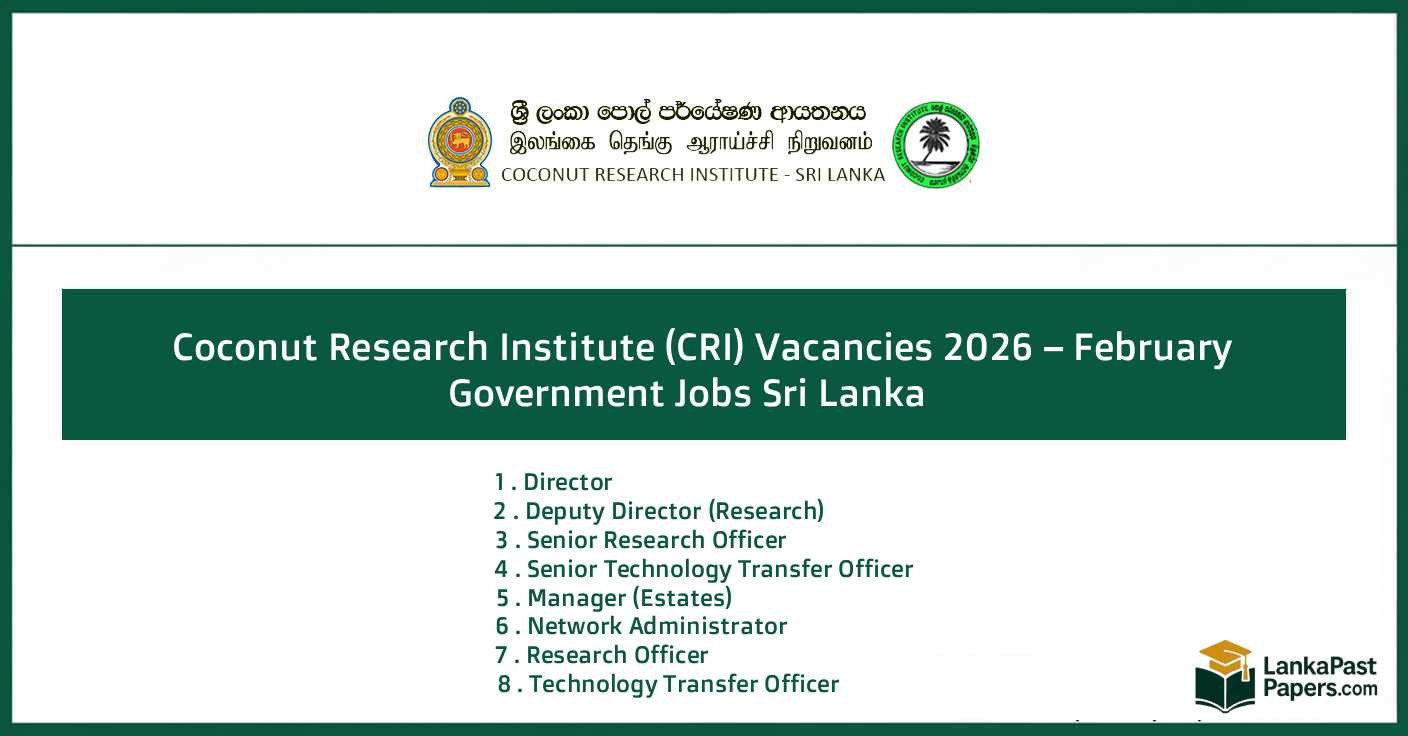 Coconut Research Institute (CRI) Vacancies 2026 February