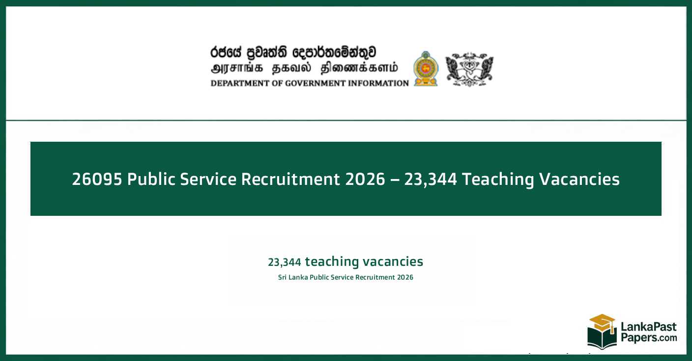 Teaching Vacancies 2026 Sri Lanka – 23,344 Government Jobs